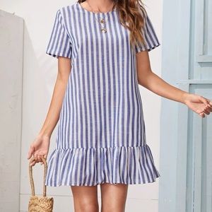 Ruffle Hem Striped Dress